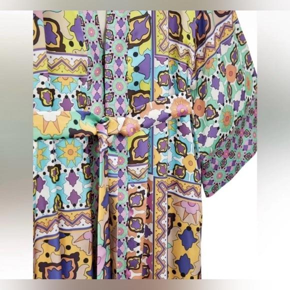 Multicolor Printed Zara Belted Kimono Blouse - Picture 7 of 9